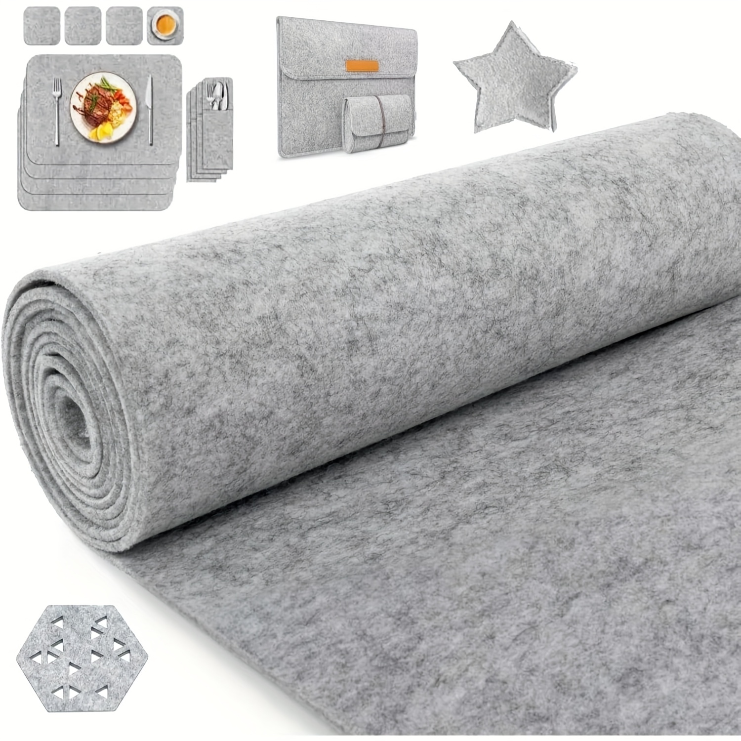 E-shop Rolle grauer Filzstoff für DIY-Bastelarbeiten – 30 cm cm Jumbo rutschfeste Filzplatte mit Polyester-Rückseite, 3 mm dicke Schneidematte für