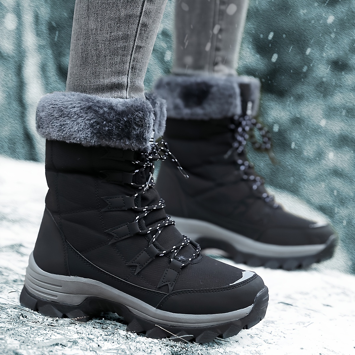 Women's Winter Mid-Calf Boots with Fleece Lining
