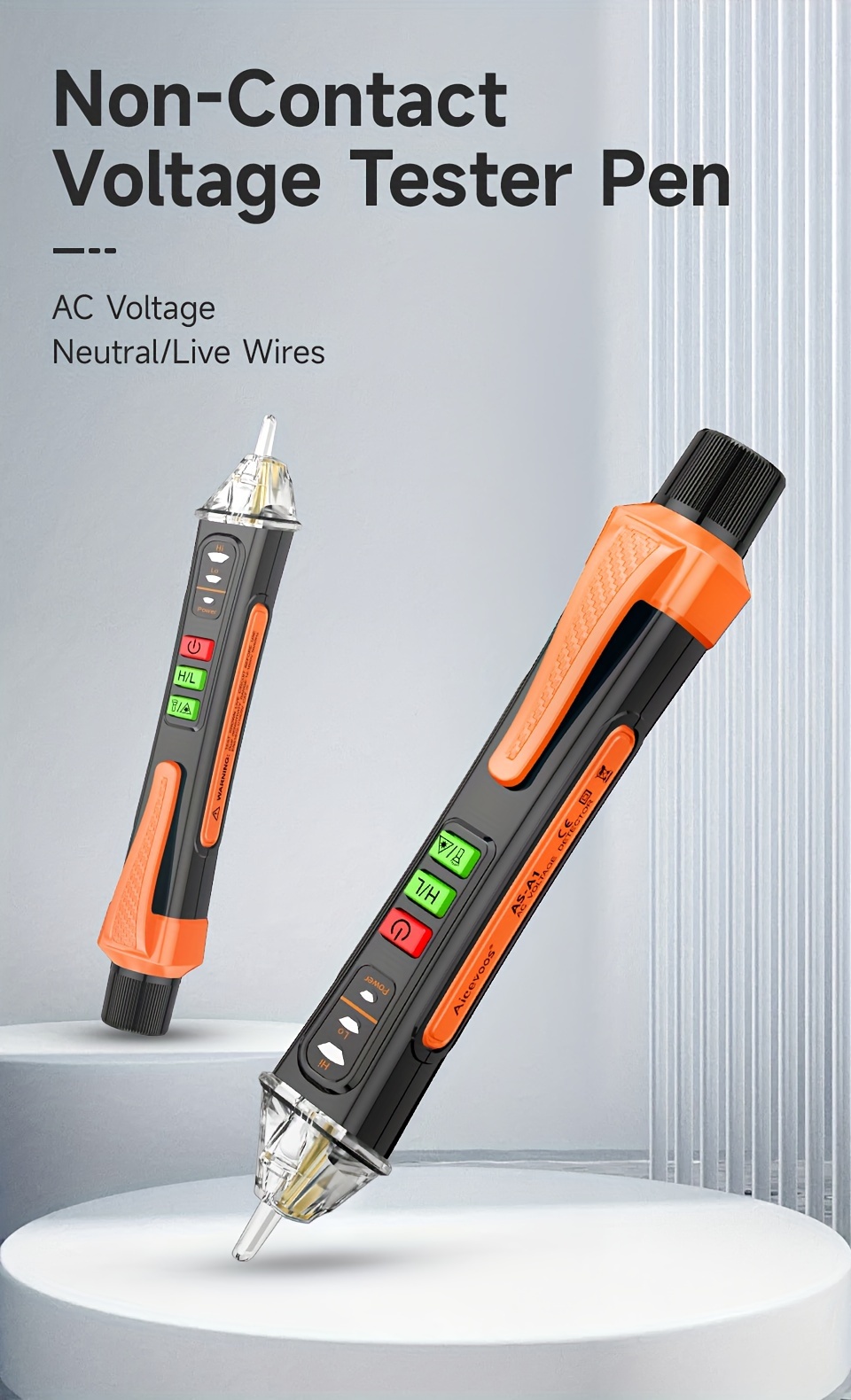 AICEVOOS Non-Contact Voltage Tester Pen - AC 12-1000V Breakpoint Finder with Live/Neutral Indicators, Laser Pointer & Analog Display, Compact Portable Electric Sensor for Electricians & DIY Safety, Electrical Diagnostics | Ergonomic Grip | Durable Plastic Body