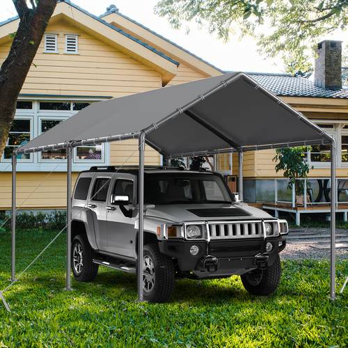 10x20ft portable outdoor garage canopy with reinforced metal poles waterproof cover durable grey canopy for outdoor storage camping and backyard use canopy for outside