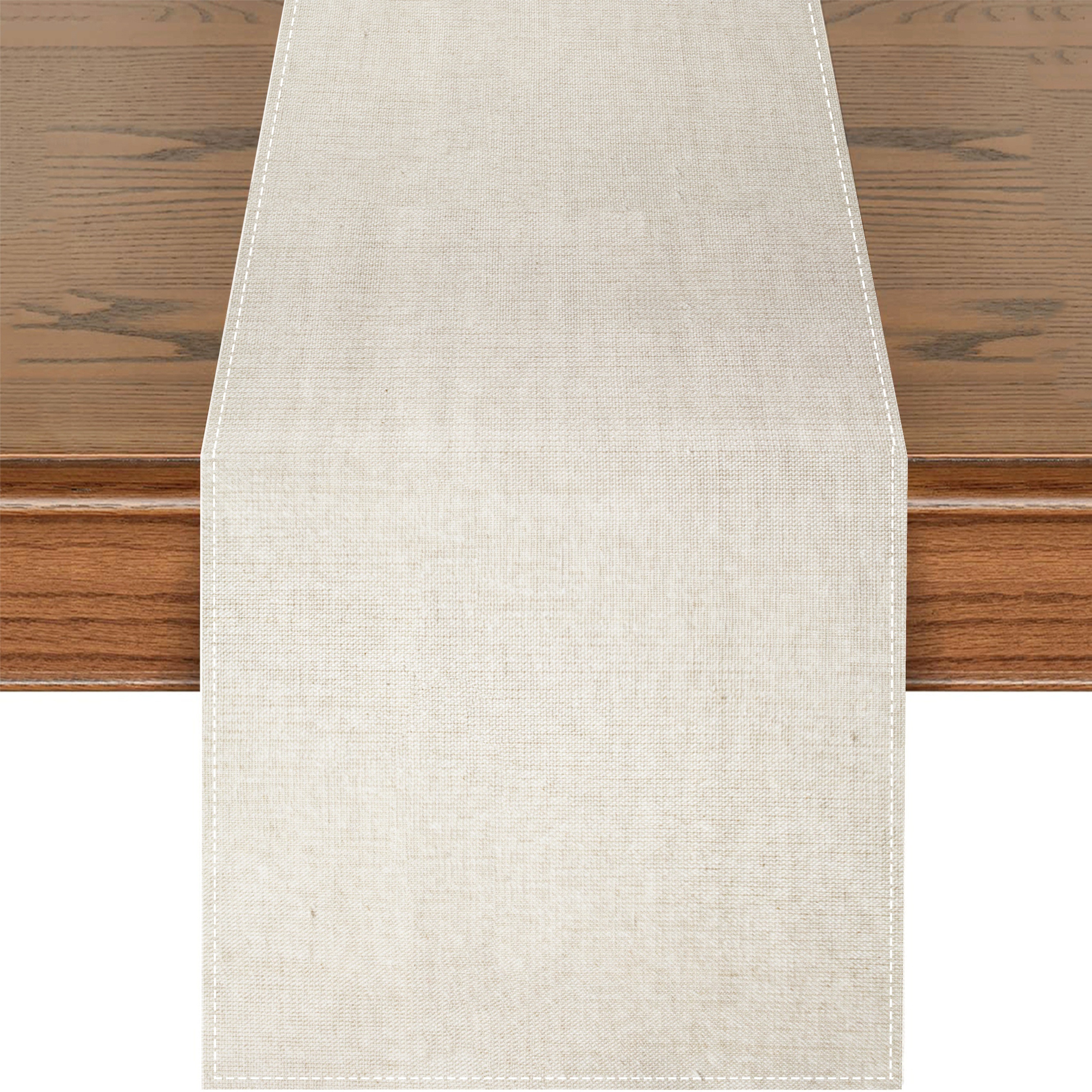 

1pc, Rustic Natural Linen Table Runner, Pure Linen, Perfect For Spring, Mother's Day, Summer, And All Seasons, Farmhouse Decor, Dresser Scarf For Living Room & Dining Table