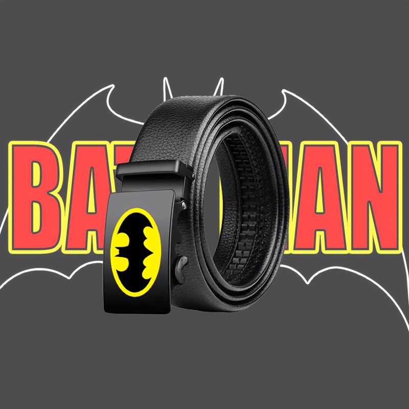TEMU Batman Fashion Men's Belt With Automatic - Suitable For Suits, Jeans, Outdoor Casual Wear And Sports Training, Ideal For Back-to-, Father's Day,