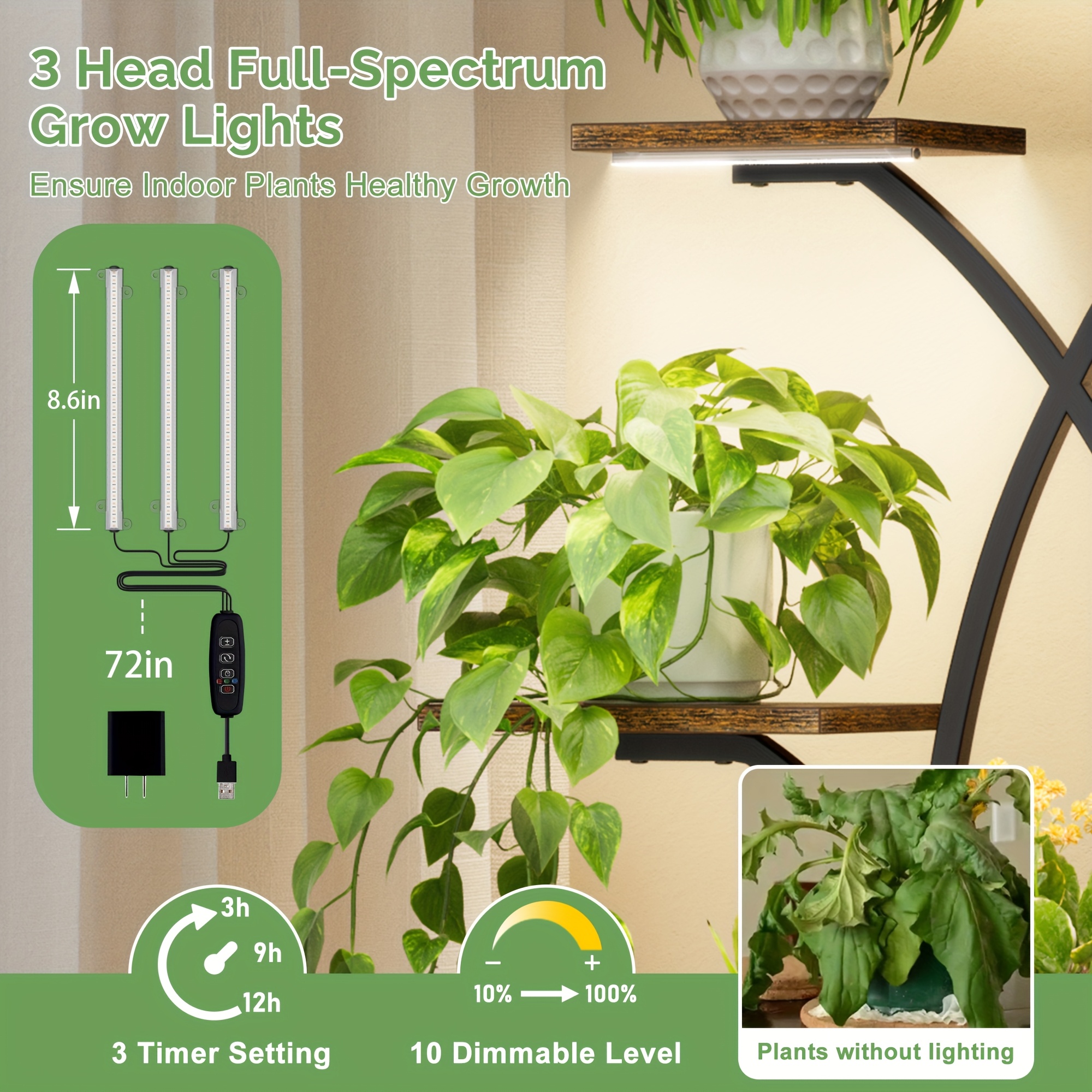 1pc indoor plant stand grow lights 8 tier corner display - Temu