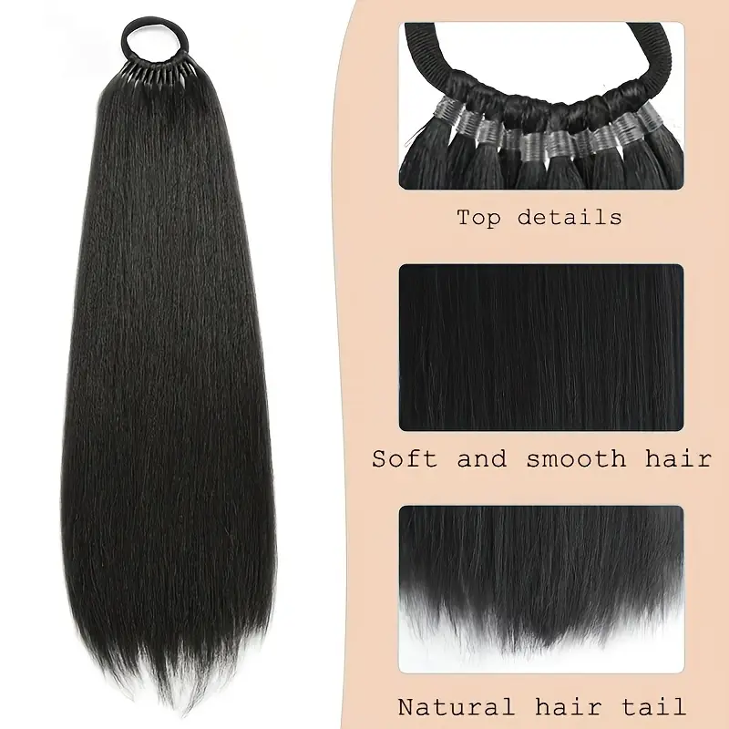 24 inch straight synthetic ponytail extension for women versatile clip in hairpiece for everyday special occasions details 0