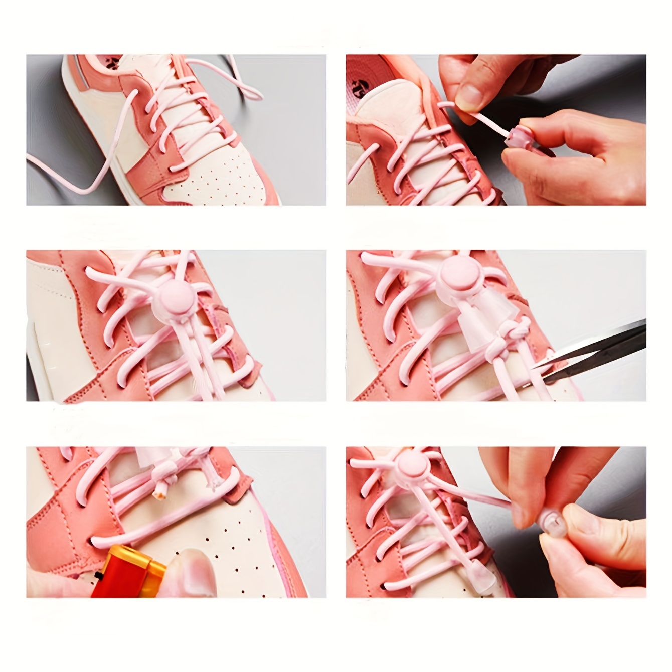 Trendy All-match Shoe Laces with Buckle Fixing Artifact, Colorful Elastic Laces that Don't Need to be Tied, Lazy People's Laces that Don't Need to be Tied, 8pcs Set, Elastic, Shoe Laces