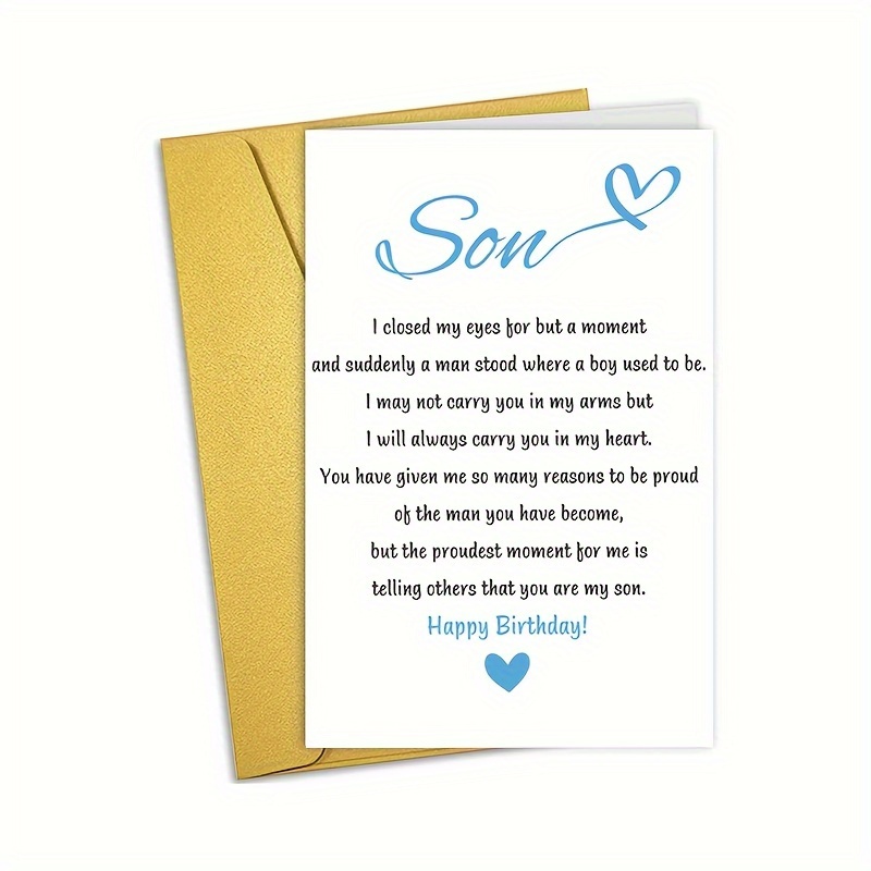 

Charming Son Birthday Card - Perfect Gift For Adult Sons, Humorous Poem From Parents, Ideal For Stepsons & Biological Sons