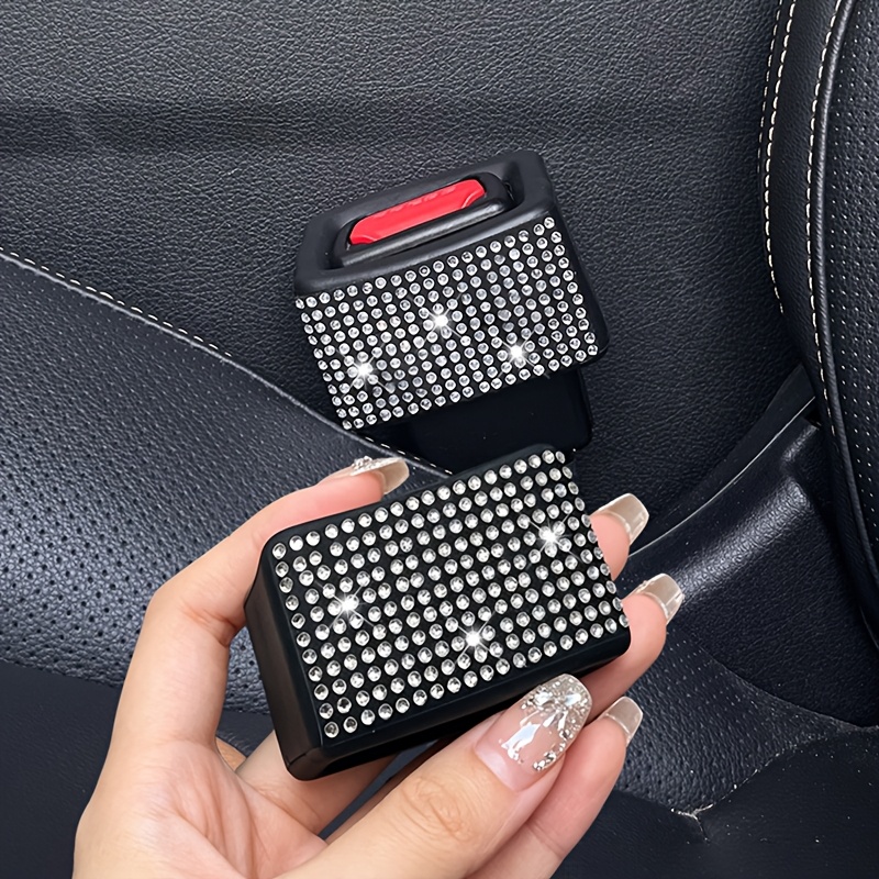 TEMU 2pcs Décorations de voiture et brillantes pour femmes, protections de base de ceinture de sécurité, manchons anti-collision et anti-rayures pour