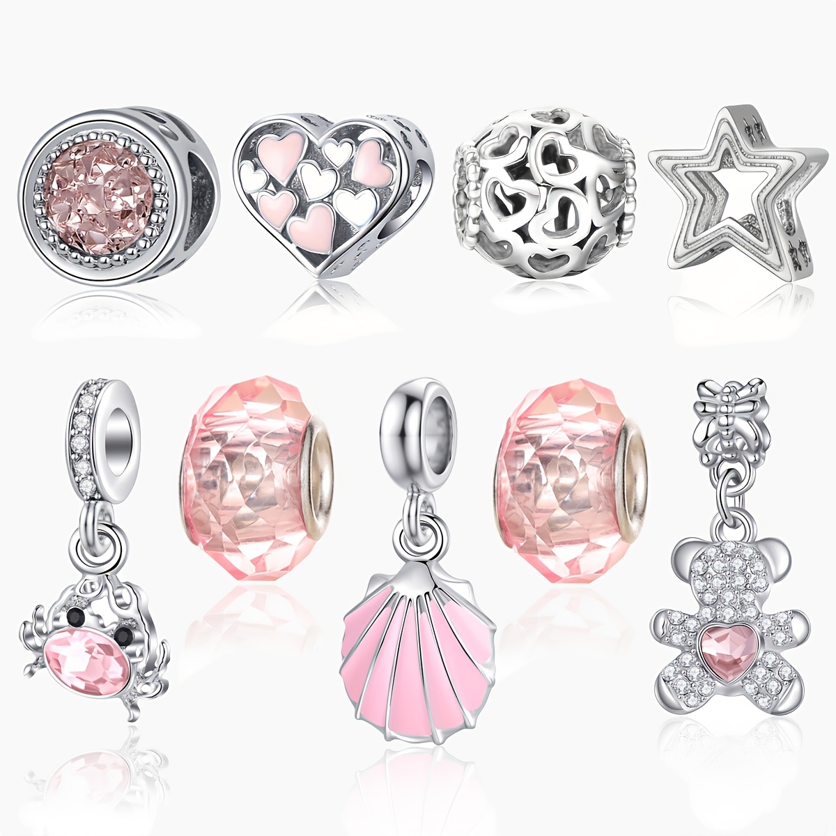TEMU 9 Piezas Set de Manualidades de Moda, Colgantes de , y Oso con Cuentas Redondas, Accesorios para Pulseras y Collares DIY