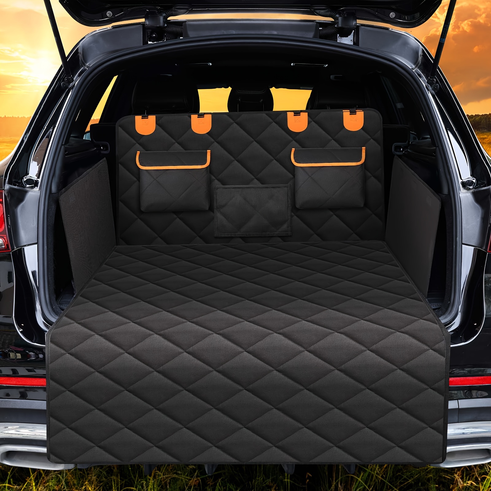 

4-in-1 Suv Cargo Liner For Dogs, Pet Trunk Mat With Side Flaps Protector & Back Seat Organizer, Non-slip Water Resistant Dog Backseat Cover For Suvs