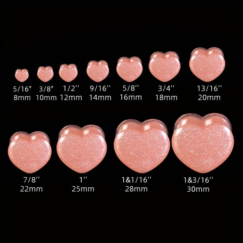 Dilatatori Per Orecchie Trasparenti A Forma Di Cuore - Paio In Confezione Regalo, Taglie Da 6mm A 25mm