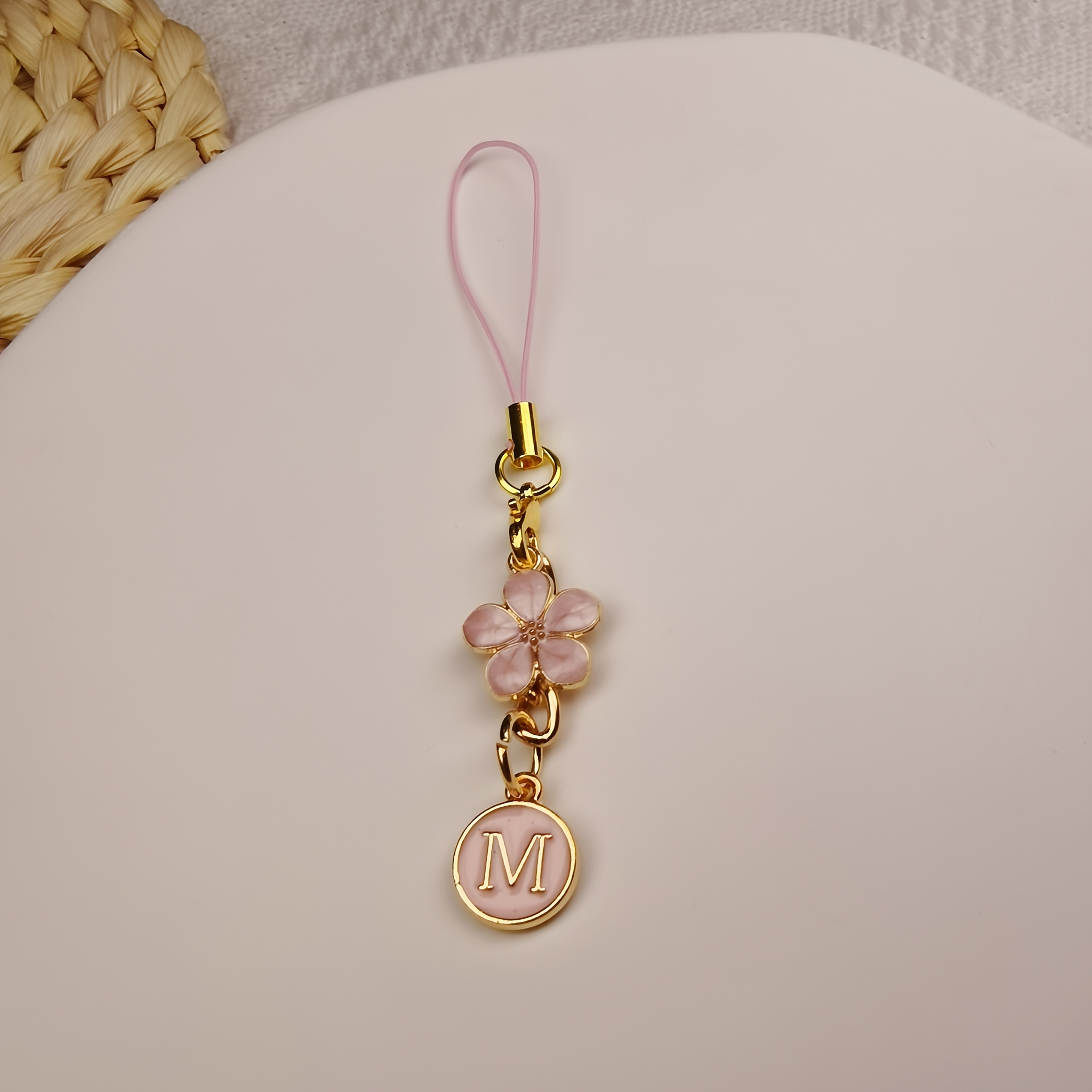 TEMU 1pc Flower Letter Phone Case With Lanyard/exquisite European And American 26 Letters Phone Charm/suitable For Valentine's Day Mother's Day