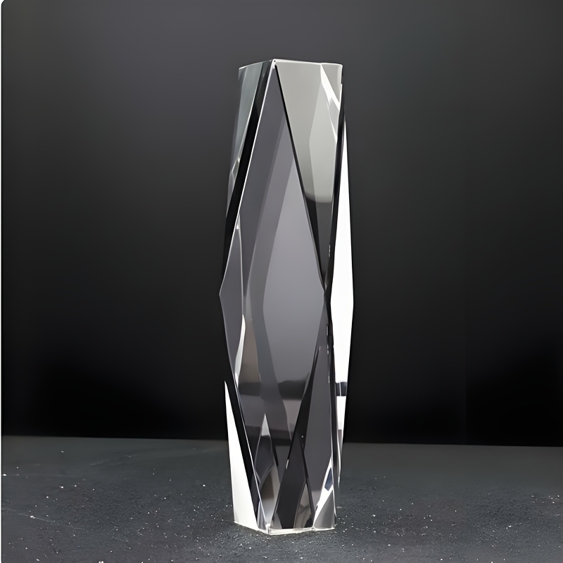 TEMU 1pc Crystal Trophy - Elegant Hexagonal Design, Clear Sides, Modern Team Championship Award For Employee Competitions & Graduation Souvenirs,