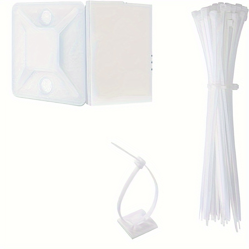 TEMU 160pcs Zip Tie Mounts With Self-adhesive Backing - Cable Management Clips & Wall Anchors For Wire Holding, Transportation Bundling And Fixation,