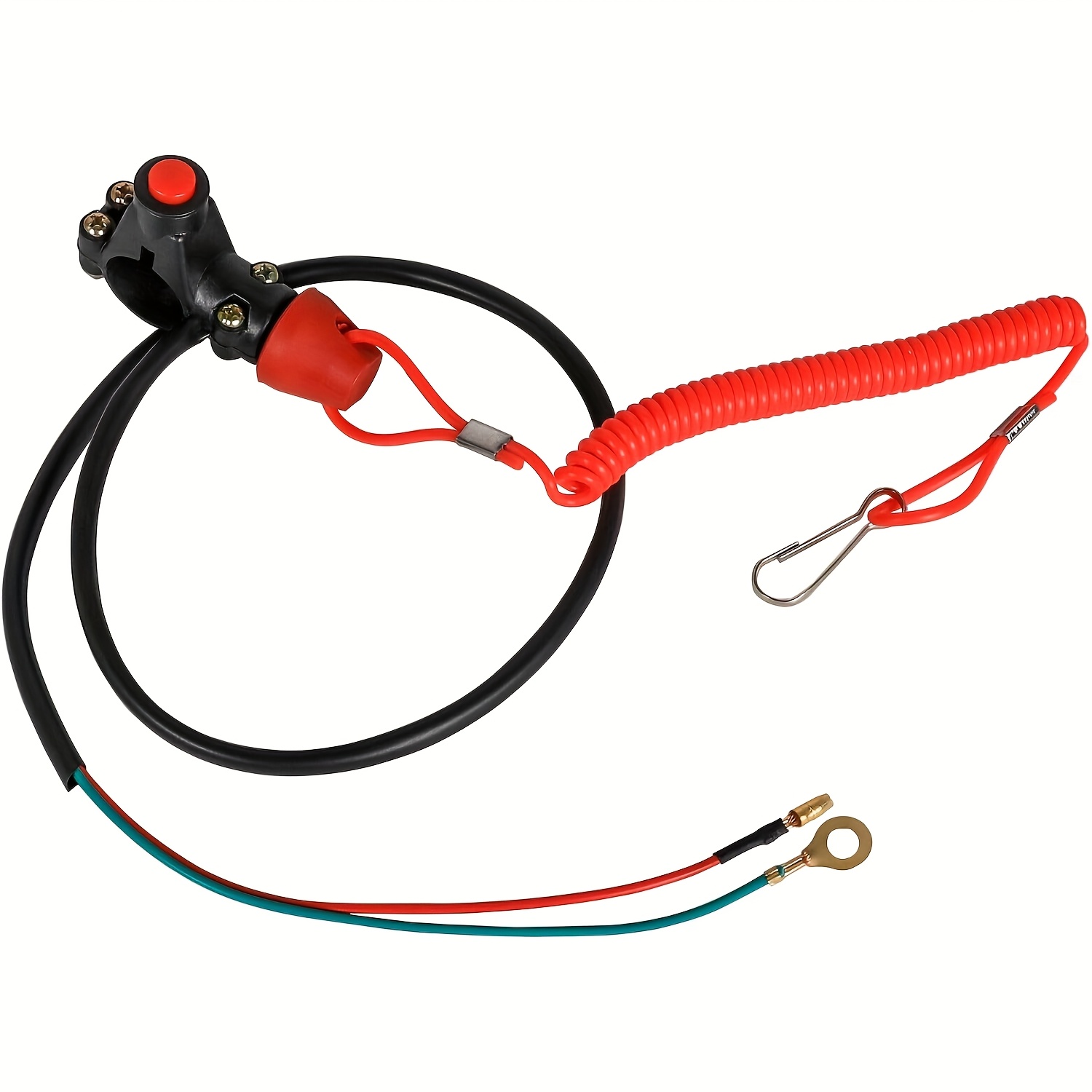 Image of 1pc Motorcycle Boat Safety Kill Stop Switch, With Connector Tether Lanyard, Beach Car Sccessories 49cc-250cc, For Outboard Motors, Atv Boat, Motocross (black)