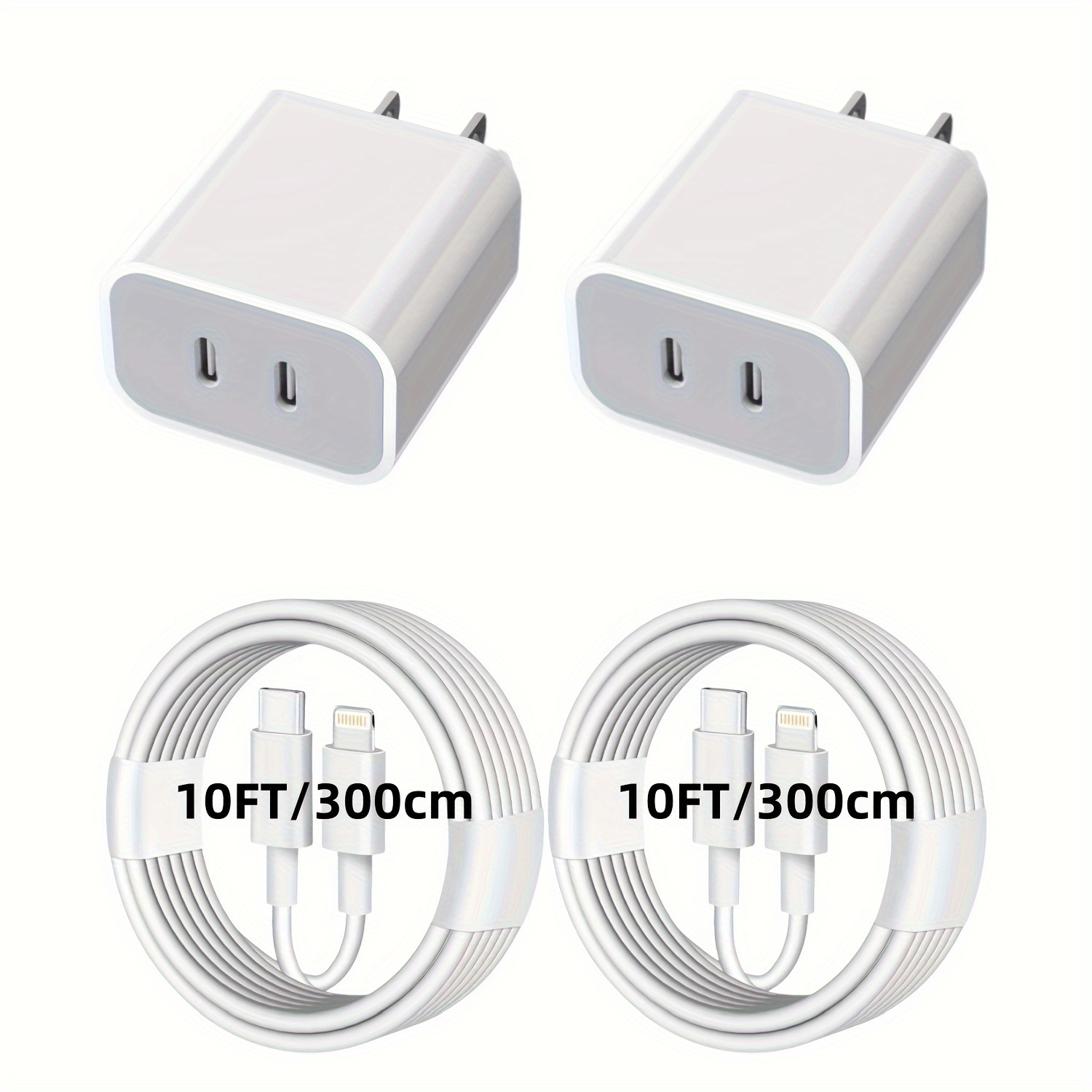 

For Iphone Charger Fast Charging 10 Ft, [ Mfi]20w Pd Usb C Wall Charger 2in1 Adapter Fast Charger 10ft/300cm Usb C Lightning Cable For Iphone 14 Pro Max/14 Pro/14/13/12/11 Pro Max/x