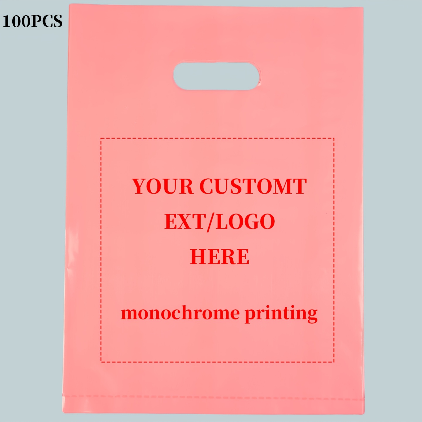 100 Custom-Printed Logo Shopping Tote Bags, Durable Plastic