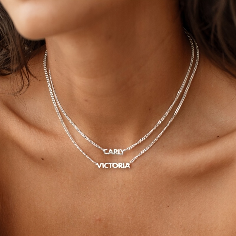 TEMU 1 Personalized Custom Name Necklace, High-quality 304l Stainless Steel Material, With European And American Popular Cuban Chain, Supports Summer