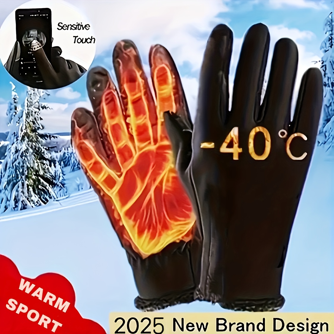 

Gants de Contre en Velours pour l'Extérieur Automne et Hiver, Gants de Sport pour Équitation et Ski avec Écran Tactile, Gants Chauds pour Hommes