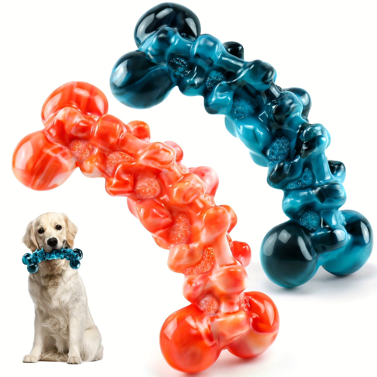 TEMU 2pcs For Large Dog Chew Toys For Aggressive Chewers - Indestructible Chew-resistant Nylon Chew Toys With Interlocking Design, Heavy-duty Chew