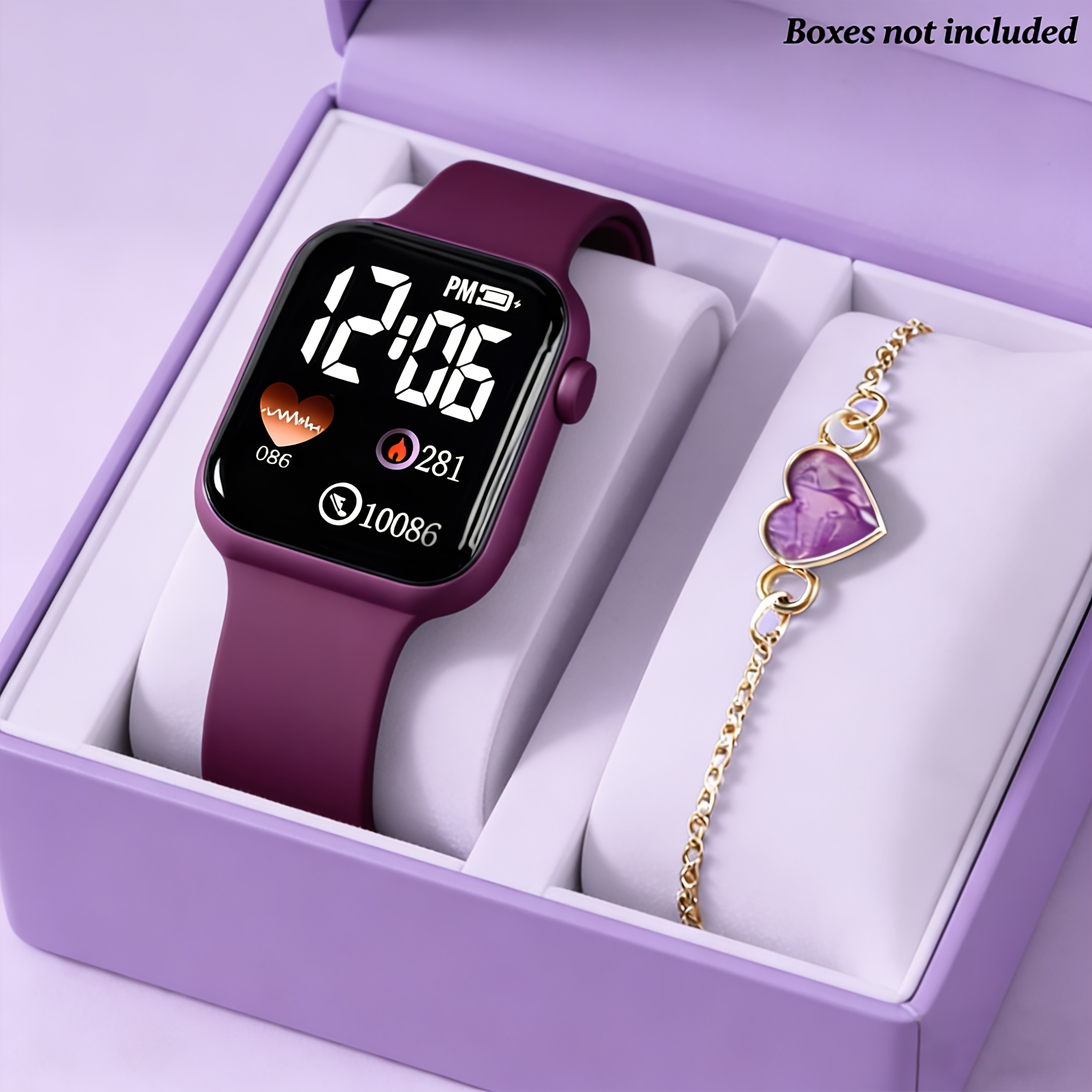 2 piezas reloj electrónico elegante con pulsera   de   para hombres y mujeres adolescentes, estilo romántico, moda de lujo, negocios, ocio, decoración  , regalos de  , navidad, vacaciones, la mejor elección para regalos