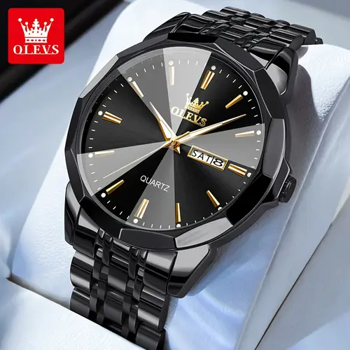 mens casual leather watch big face chronograph watch for men to read dress watch mens luminous date watch