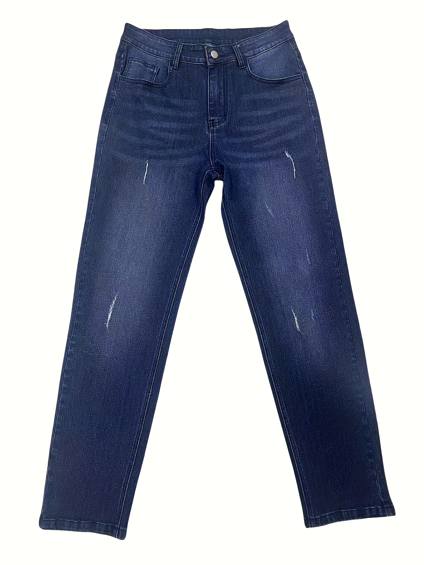 Men'S Slim Fit Black Jeans with Distressed Details - Casual, All-Season, Mid-Rise, Stretchy Denim Pants for Stylish Weekend Attire, Casual Attire Jeans|Distressed Denim Jeans|Stretchy Fabric