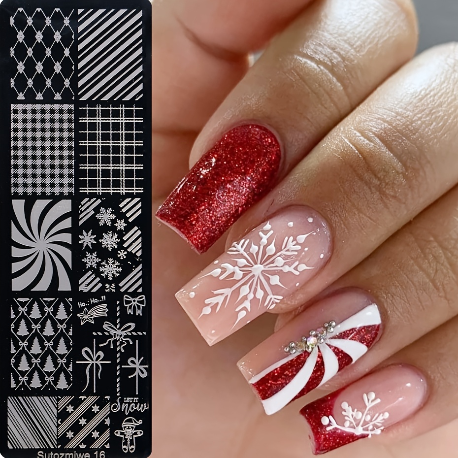 French Christmas Nail Stamping Plate with Templates
