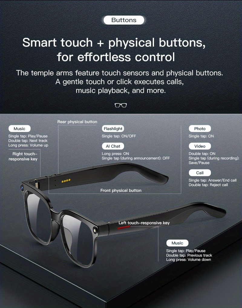 valentines day gifts 4k camera smart glasses ai smart glasses with real time translation object recognition open ear audio ultra   ideal for outdoor cycling work travel   to     hd audio Product details 12