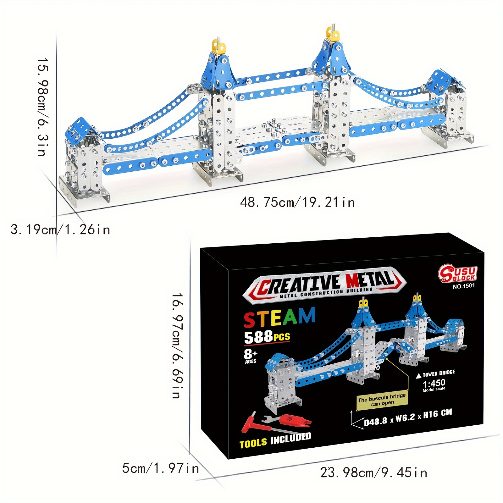 London Tower Bridge 3D Metal Building Block Assembly Set, Desktop Ornament