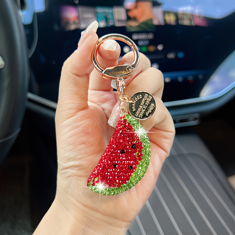 New Fashionable And Simple Double-sided Watermelon Car Keychain, Cute Fruit Bag Charm Accessory, Creative Gift