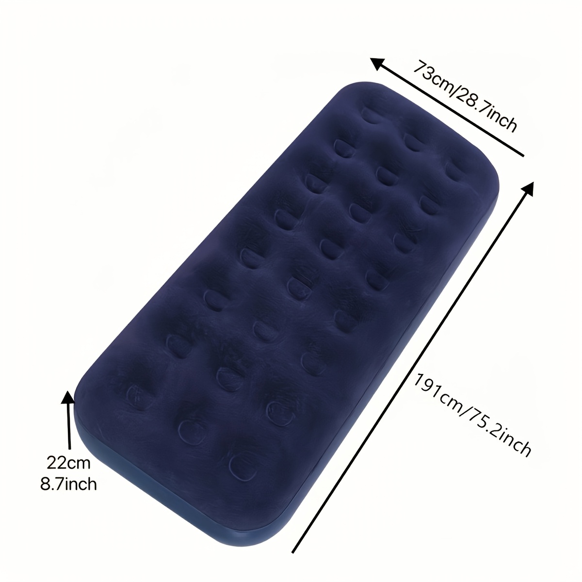 TEMU Single Portable Inflatable Mattress, Foldable Pvc Air Bed Mat 550 Lbs, For Camping Tent Hiking Apartment Office Nap, Multiple Sizes, Pump Not