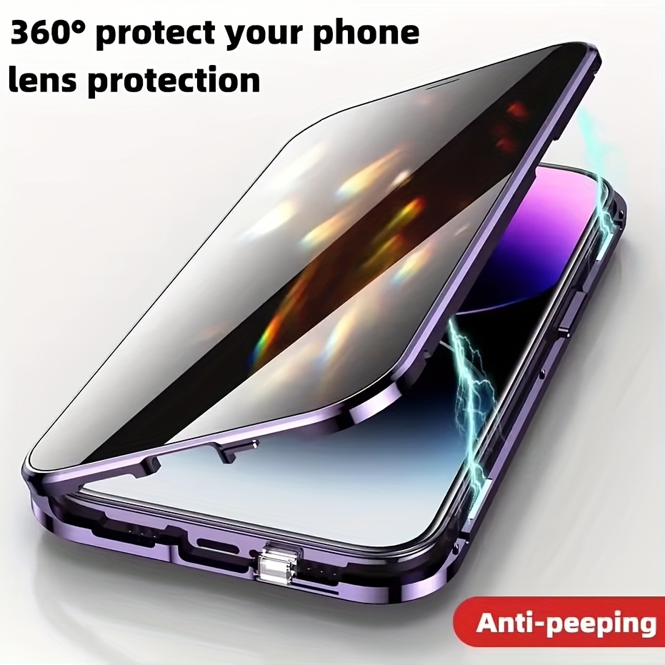 brand   privacy protection smooth magnetic frame double sided glass phone case compatible with iphone 17 iphone 17 pro iphone 17 air iphone 17 pro max   in black silvery blue and golden antispy case     durable glass   case shockproof case privacyconscious buyers tech enthusiasts Product details 1
