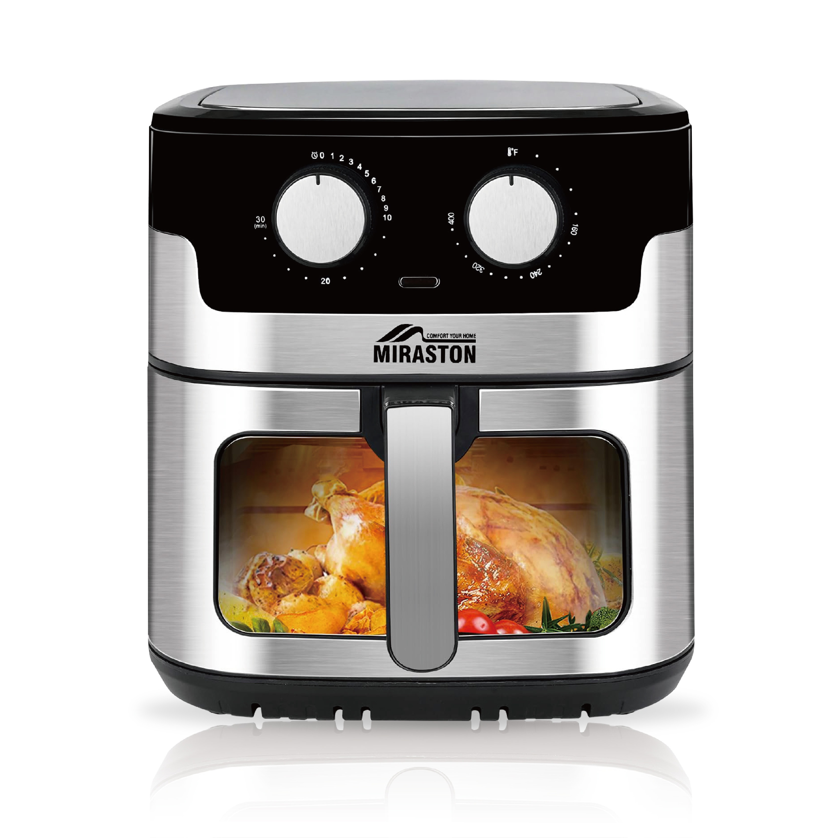 TEMU 8.5qt Manual Air Fryer, Upgraded 8 Air Fryer, Unique Mechanical Knob Design With Fully Open Function Air Fry, Bake, Roast, In Minutes (black (knob Series))