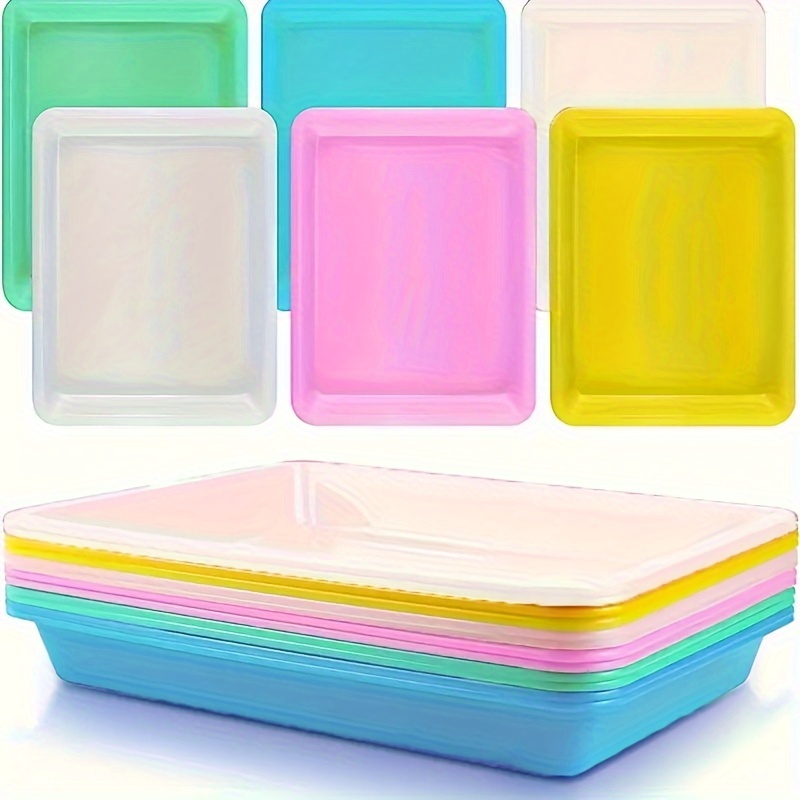 

4-pack Plastic Art Trays: Multi-color Handicraft Organizer For Home Painting, Diy Experiments, And Storage