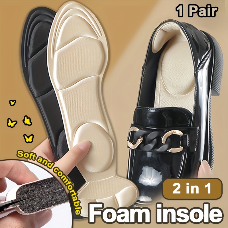 1 Pair Memory Foam Insoles Non Slip Soft Comfortable 2 in 1 High Heel Support Breathable Adjustable for Sports Leather Casual Shoes