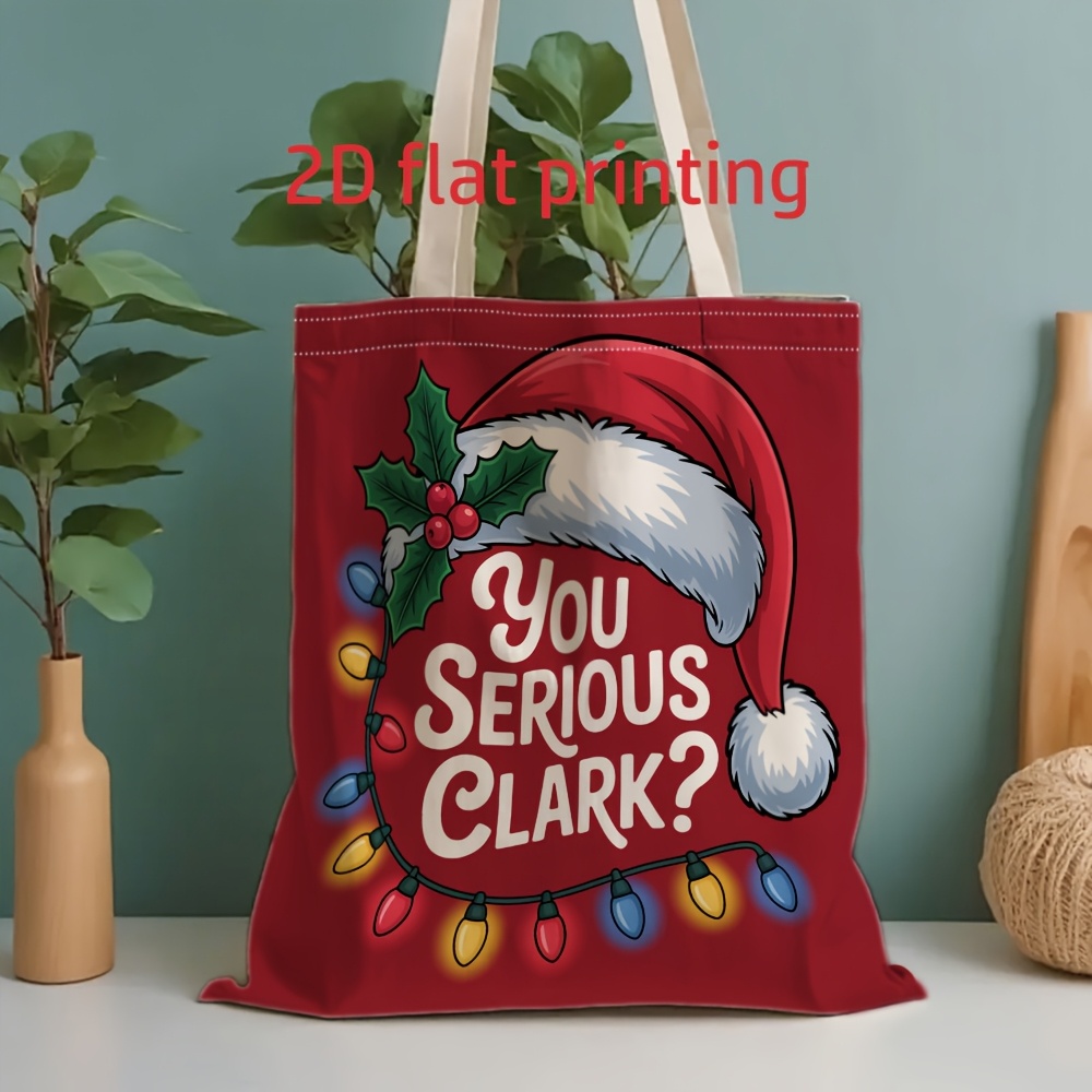 TEMU 2d Unisex Canvas Tote Bag With Funny "you Serious ?" Pattern, Reusable Shoulder Handbag For Casual Vacation, Fitness, Grocery Shopping, Travel,