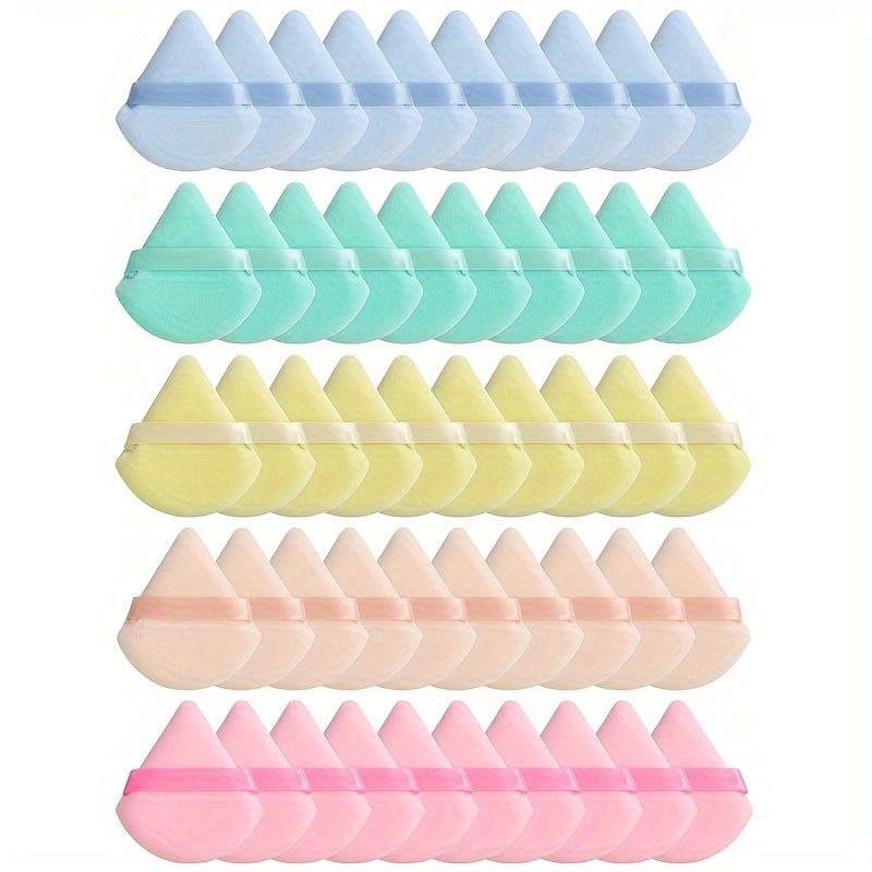 

50pcs Triangle Shaped Makeup Puffs, Perfect For Contouring, Eye, And Corner Areas. Cosmetic Blender For Powder Or Foundation Mixing, Suitable For All Skin Types, Beauty Blender