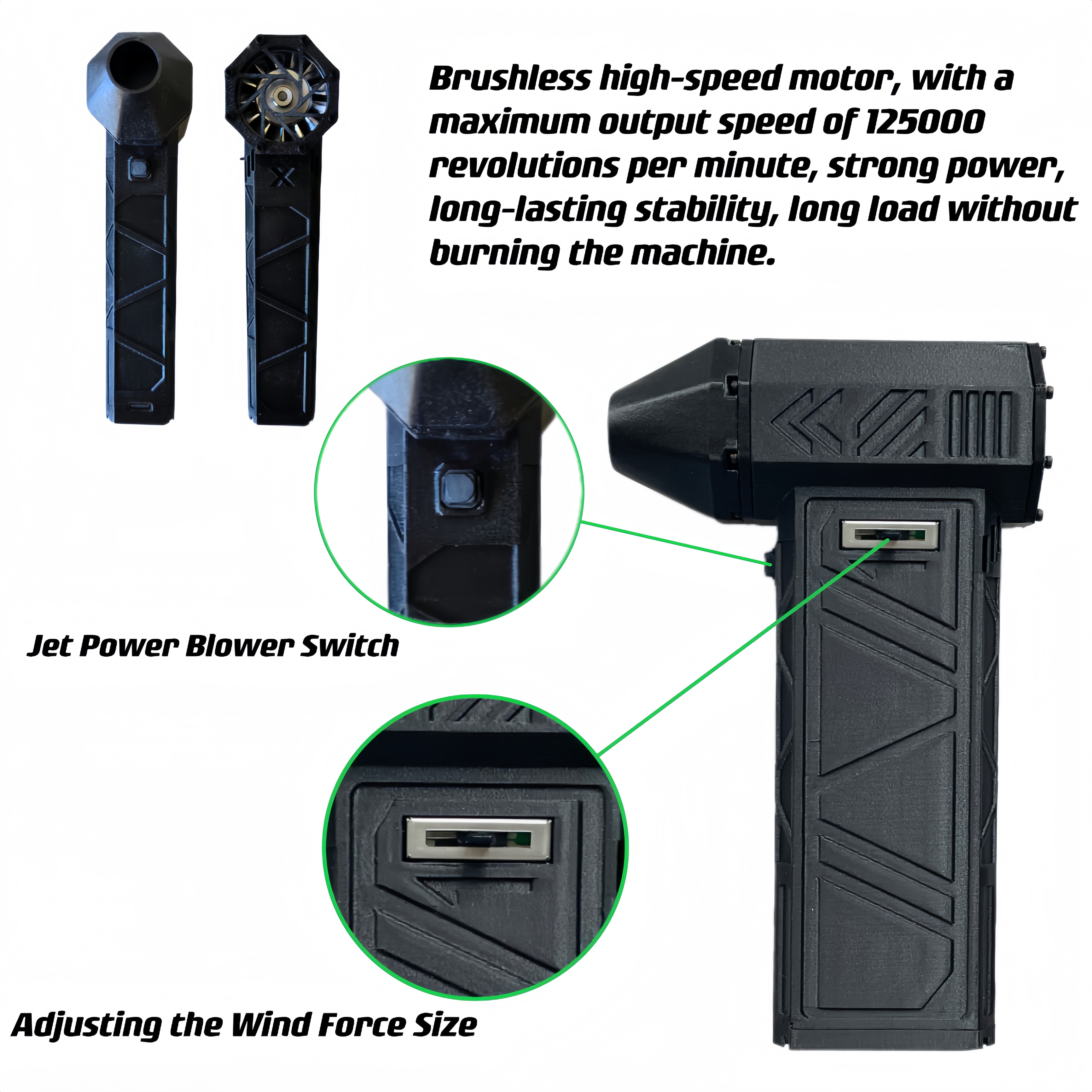 Suoumwa Mini Turbo Lüfter - 130.000 U/min 6-Gang | Elektrischer Luftduster Für PC & Reinigung