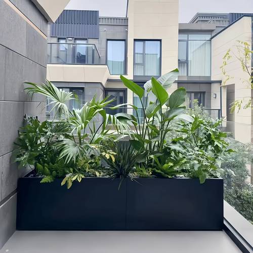 iron flower box outdoor courtyard rust resistant thickened with drainage holes balcony green plant planting box home outdoor mall decorative flower trough