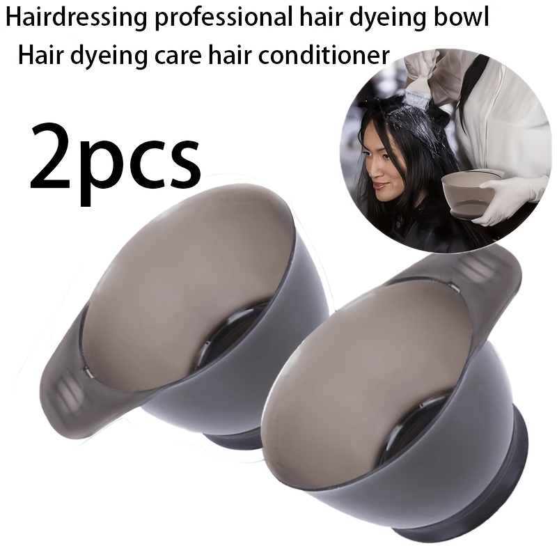 TEMU 2pcs Hair Dye Bowl Black Handle Bowl, Black Bowl With Handle, Used As A For Color Mixing, Applicable For Painting/hair Dyeing Products