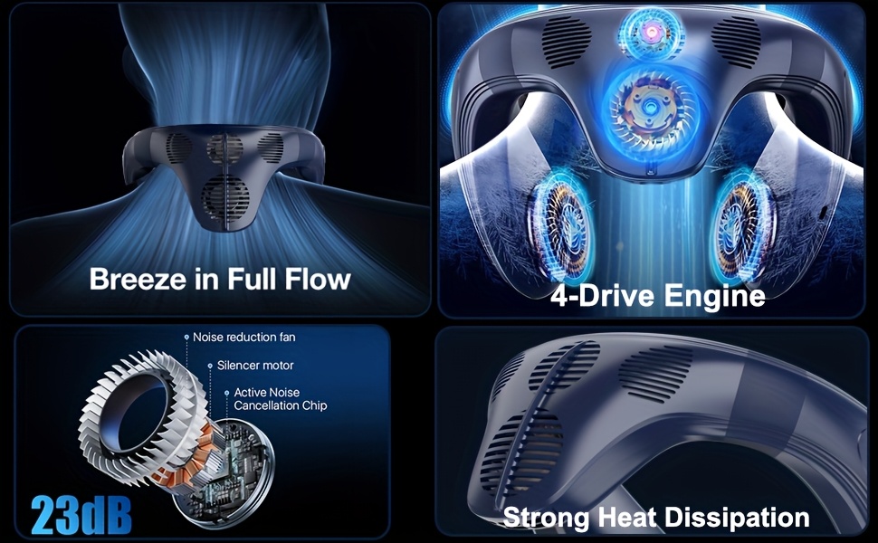 Neck Fan with Back Airflow, Ultra-Long Battery Life of 5200Mah, USB Fan Featuring Semiconductor Cooling Airflow, Bladeless Design, Portable Silent Air Conditioner, Rechargeable Essential for Holidays, Suitable for Both Women And Men