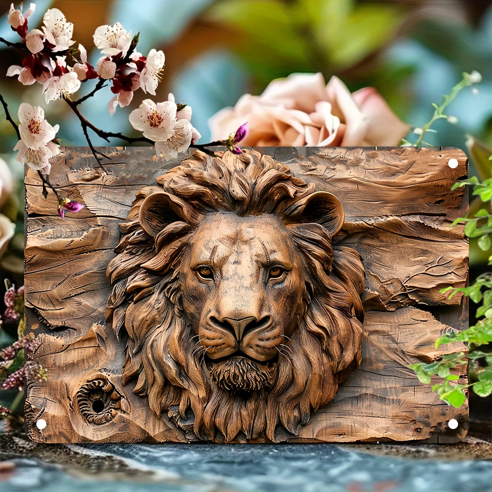 

Aluminum Lion Wall Art Decorative Sign, 20x30cm, English, Multipurpose Indoor/outdoor Hanging Decor