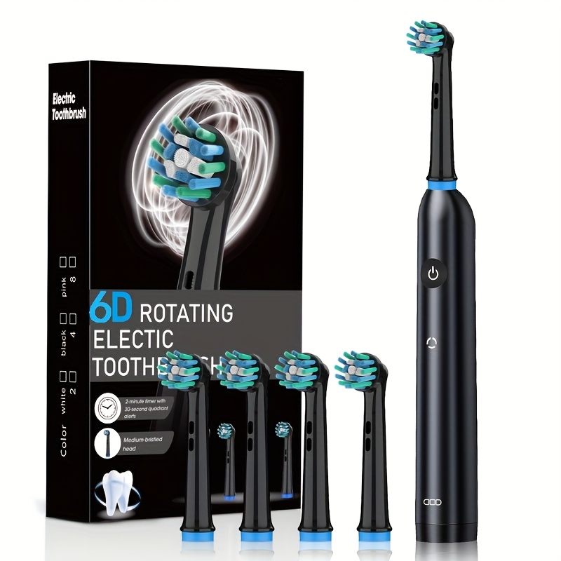 Adult Rechargeable Electric Toothbrush With Travel Case, Oral Care Couple Toothbrush, Black And White, Pink, Plaque Removal Usb Charging And Soft Replacement Brush Heads
