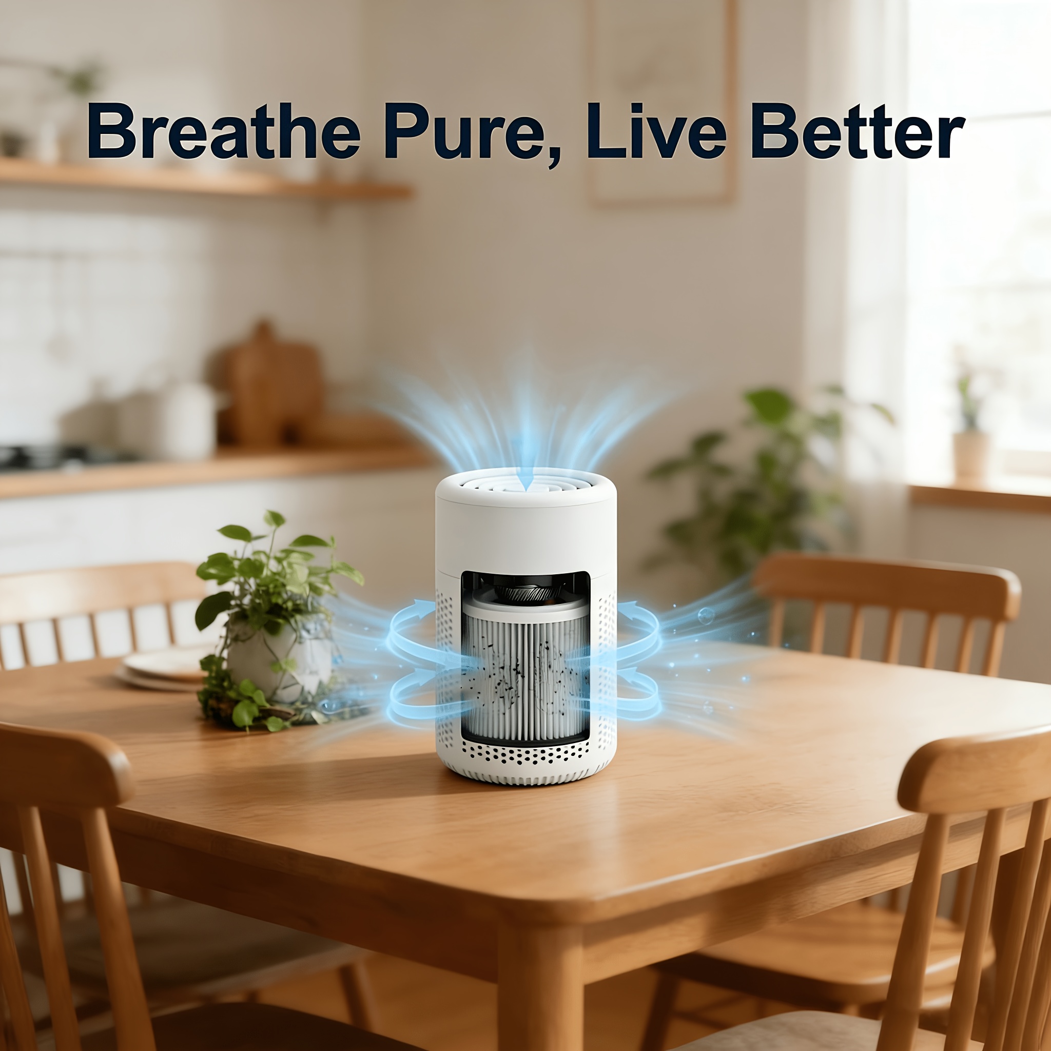 2026 New Model HEPA Negative Ion Desktop Air Purifier | Quiet Anti-Allergy Odor Eliminator | Effectively Removes Pet Dander, Cigarette Smoke, Pollen, Formaldehyde, and PM2.5 | Equipped with Type-C Port, Suitable for Bedrooms and Offices