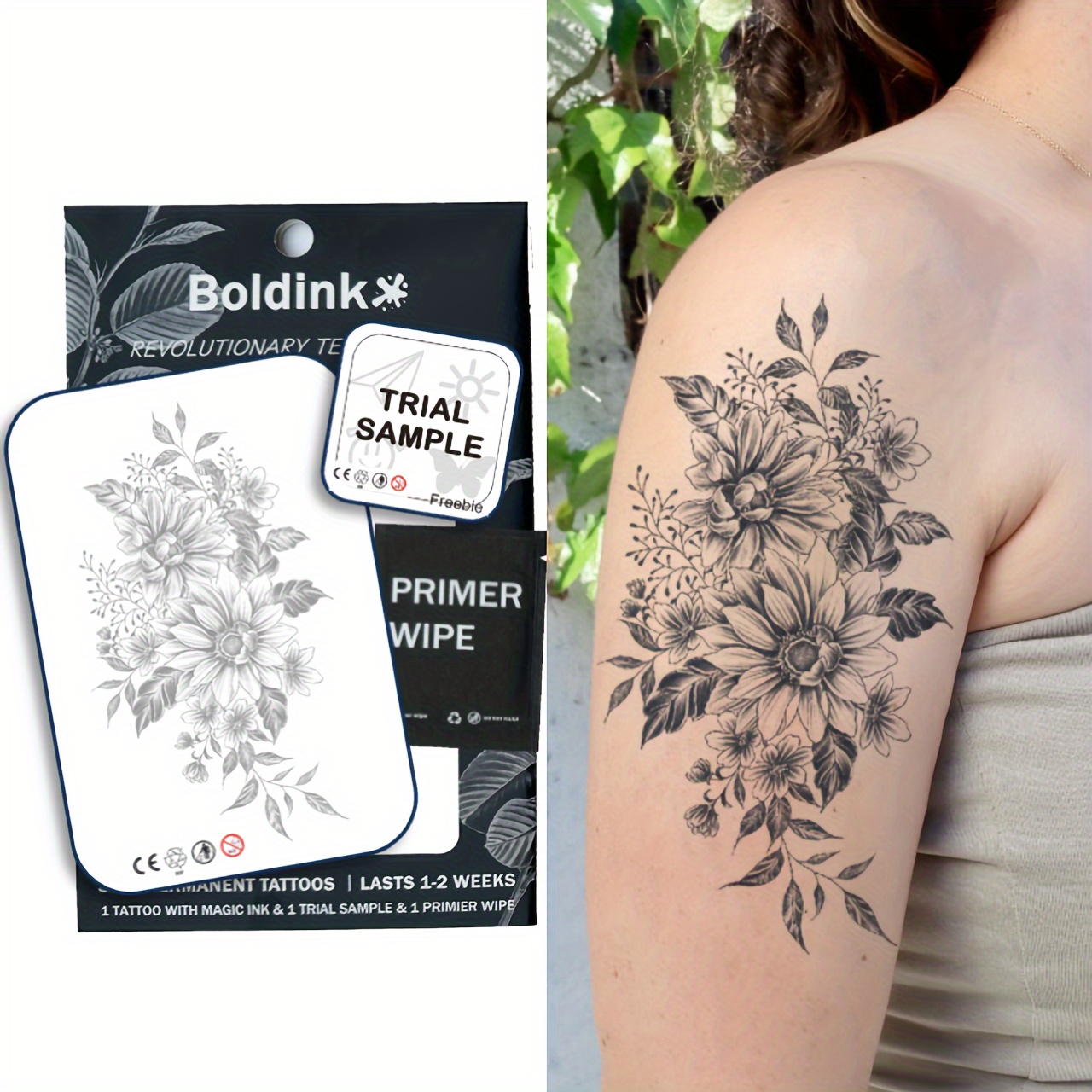 

Boldink Revolutionary Technology Tattoos, Semi-permanent Tattoos, Sunflower, Temporary Tattoos, Fake Tattoos, Waterproof, Authentic Tattoo Look, Plant-based Tattoo, D170