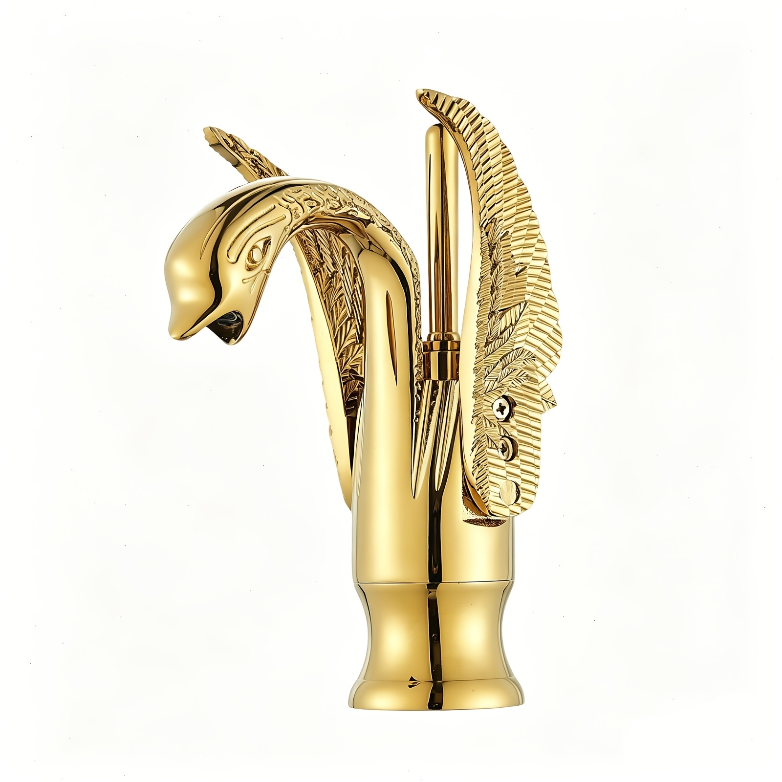Golden Bathroom Faucet Swan Shape Single Handle 1 Hole Bathroom Vanity Faucet Basin Tap Deck Mount