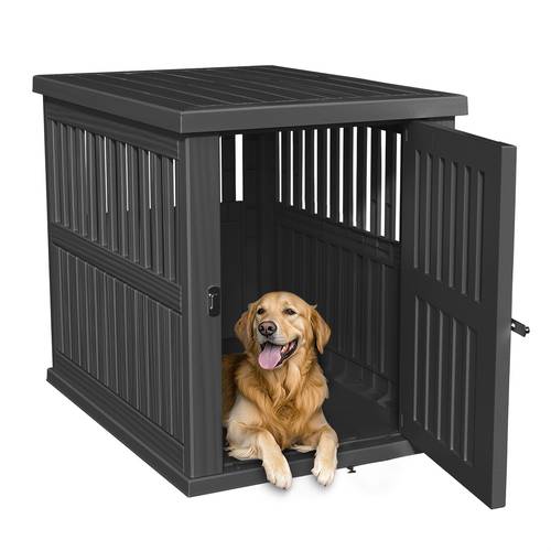 durable dog crate furniture with lockable door dog house indoor for small medium large dogs light brown large
