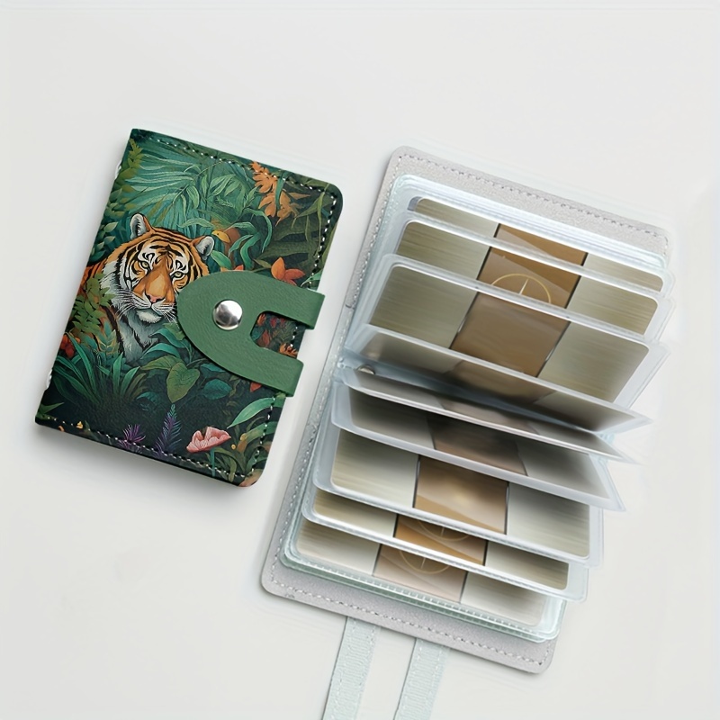 

1pc Jungle Tiger Print Card Storage Bag, Fashion 24 Card Slots Card Holder, Ultra-thin Credit Card Bag (pattern Position Random)