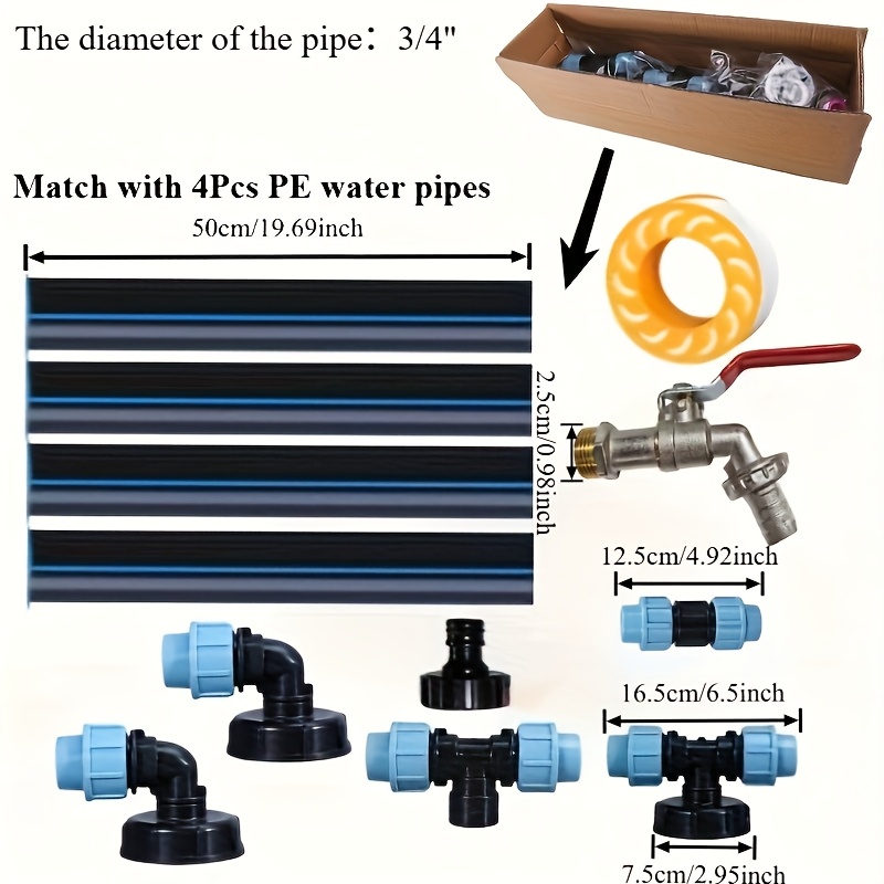 1set Kit, Ibc Adapter Kit For 3 /rain Tank, With 3/4" Garden Faucet Hose Threaded Connection Connector