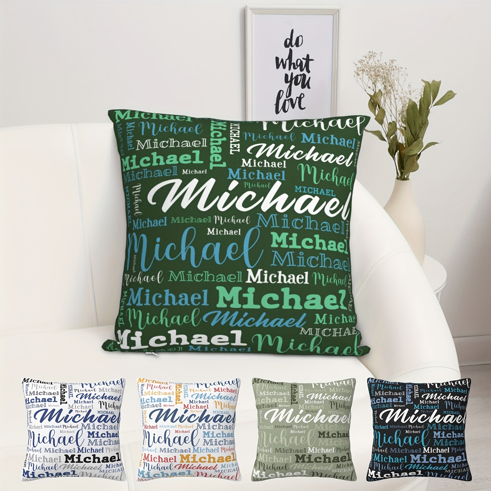 

1pc, Custom Name Pillowcase Personalized Michael Pillow Cover Decorative Throw Pillow For Home, Office, Sofa, Polyester Fabric, Knitted, Christmas Gift, Single-sided Printing